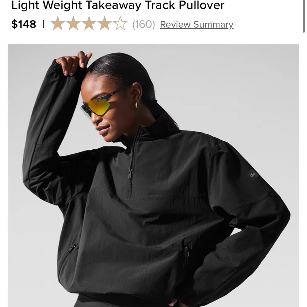 ALO Light Weight Takeaway Track Pullover Jacket - Black